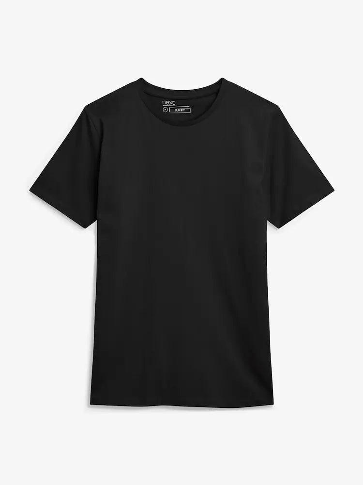 Black - Slim Fit - Essential Cotton Crew Neck T-Shirt