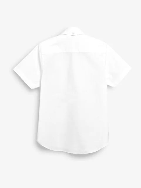White - Short-sleeved Oxford shirt with a high cotton