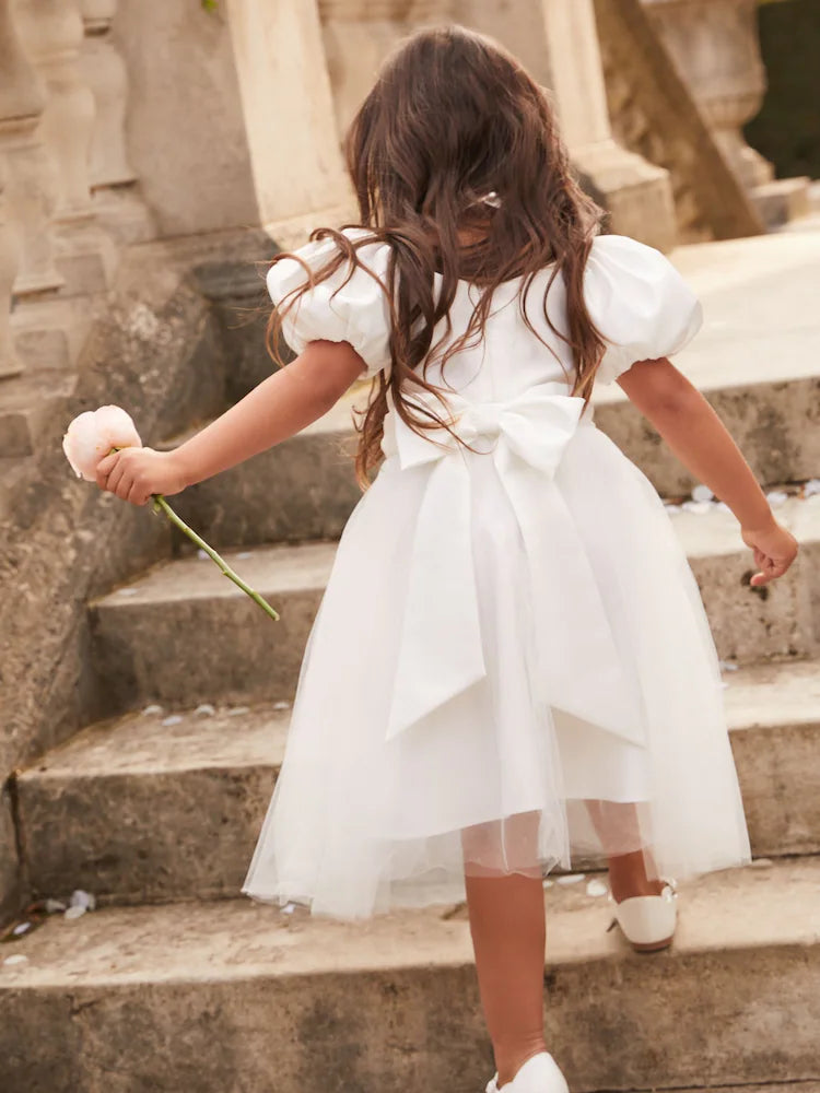 Lipsy – Flower girl dress with puff sleeves for special occasions (2–11 years)
