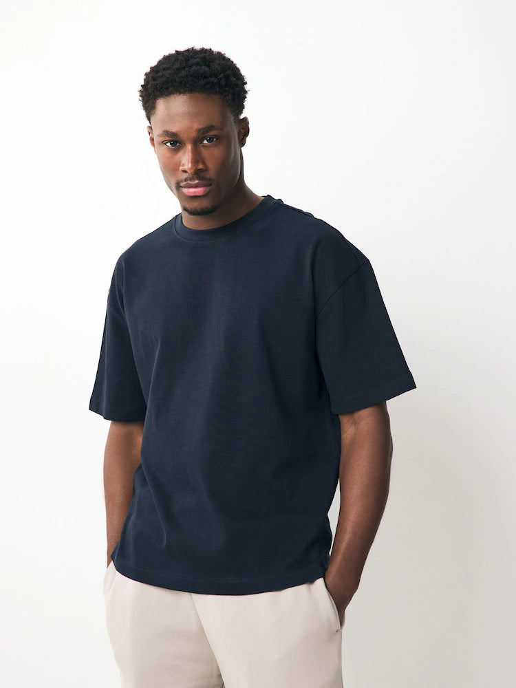Black/White/Stone/Navy/Grey - Heavyweight T-shirts in a relaxed fit, 5-pack
