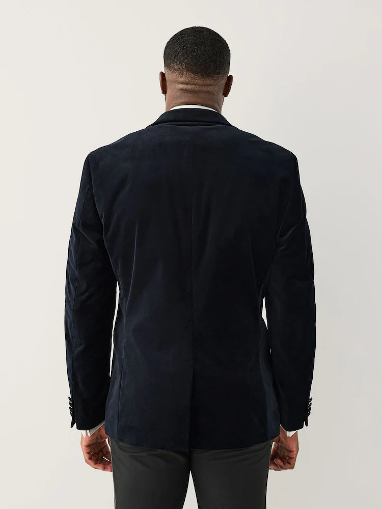 Black - Muscular fit - Motionflex stretch velvet blazer