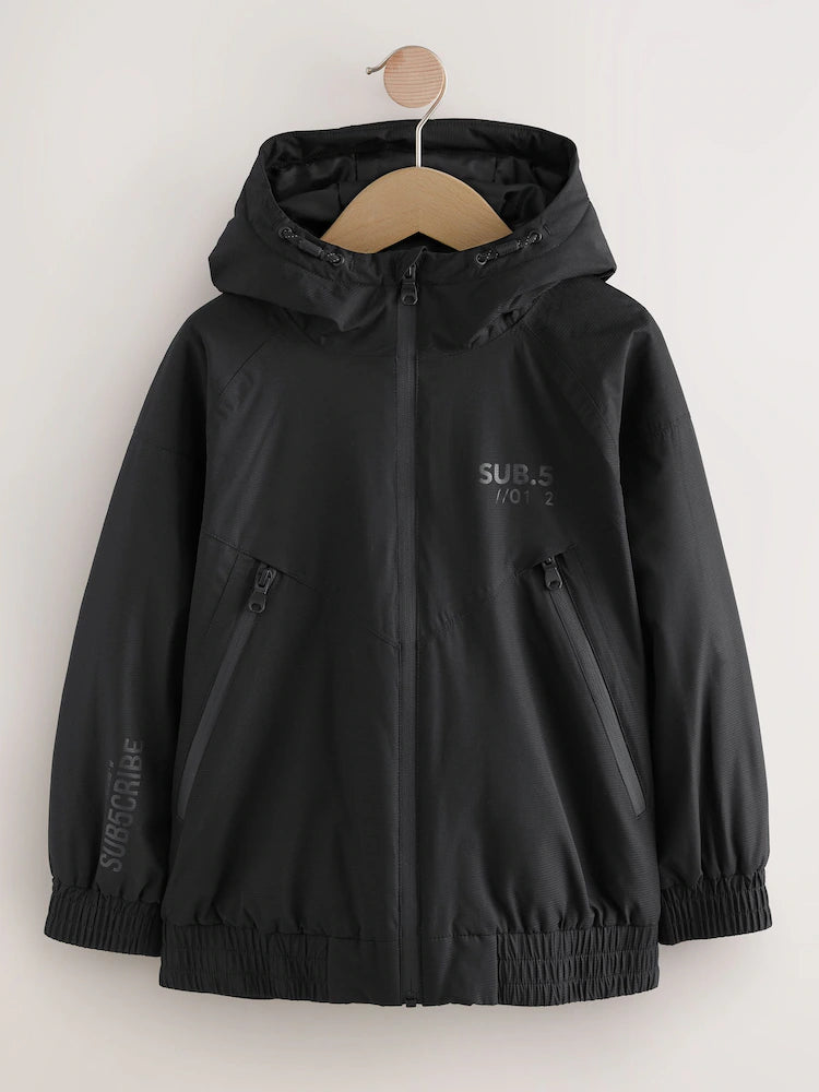 Black - Waterproof jacket with hood (3-17 years)