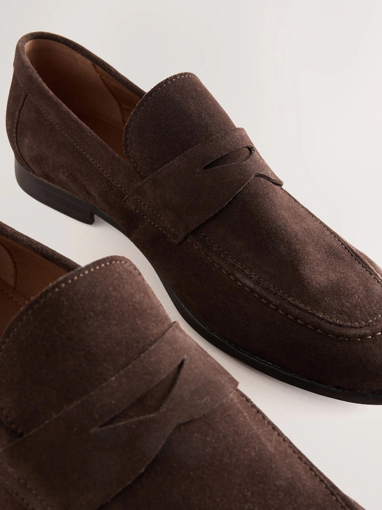 Brown - suede loafers
