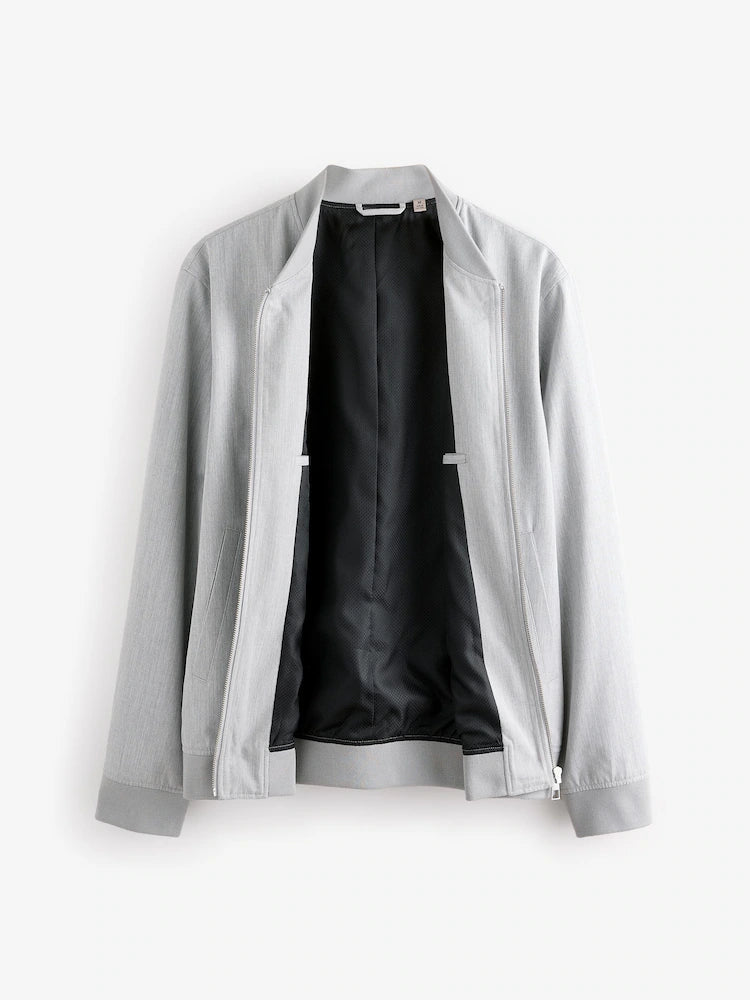 Light grey - Solid color - Stylish bomber jacket