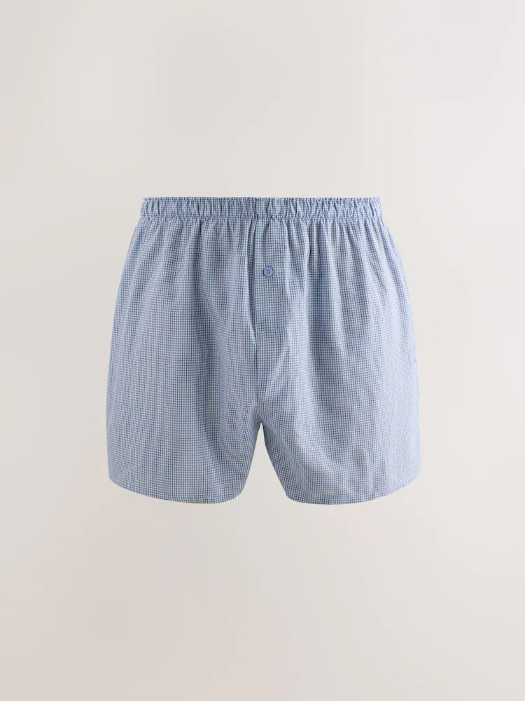 Blue, assorted patterns - 4-pack - Woven 100% Cotton Boxers