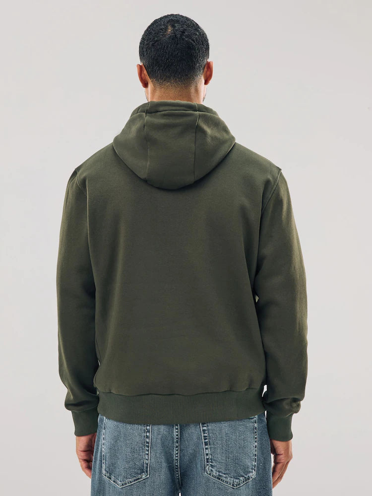 Khaki green - Regular fit - Hoodie made from heavy cotton jersey