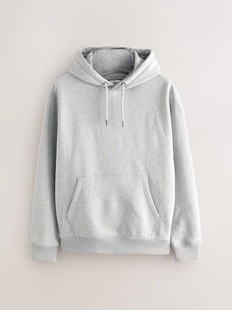 Grau meliert - Reguläre Passform - Hoodie aus schwerem Baumwolljersey