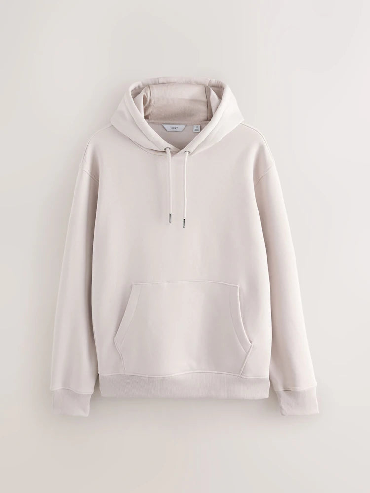 Ecru, White - Regular Fit - Hoodie made from heavy cotton jersey