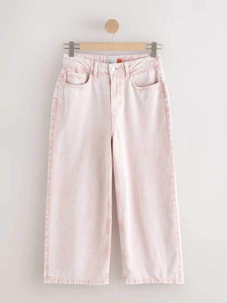 Light pink - cropped wide-leg jeans