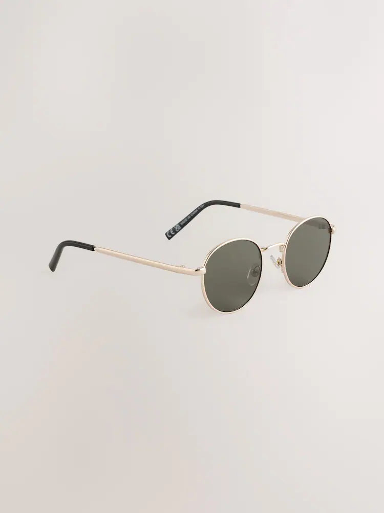 Gold - Round sunglasses with metal