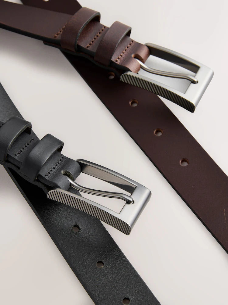 Black Chocolate Brown - Leather Belts 2-Pack