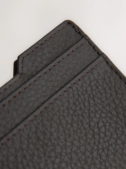 Brown - Card holder made of grained leather