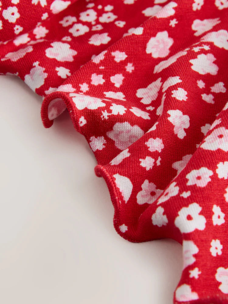 Red Floral Hanky Hem Skirt