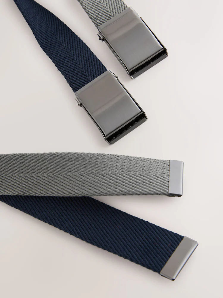 Blue/Grey - Canvas Golf Belts 2 Pack