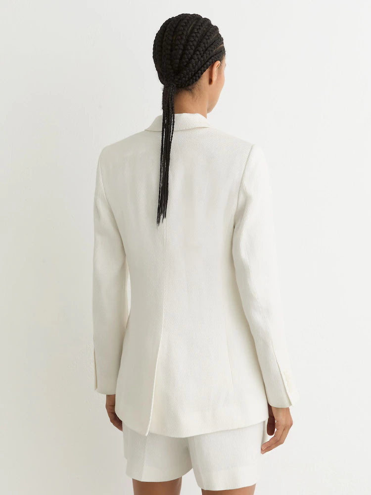 Reiss Alyx double-breasted linen blend suit jacket