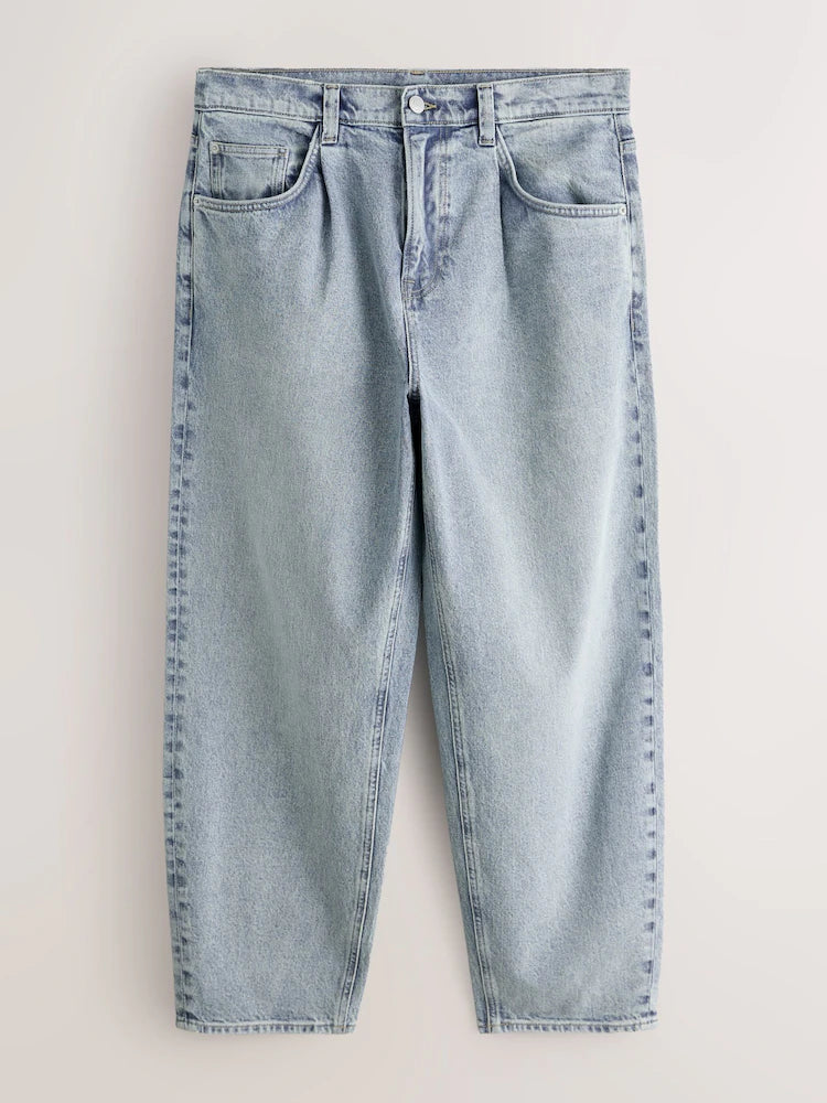 Medium Blue - Barrel Fit EDIT Pleated Jeans