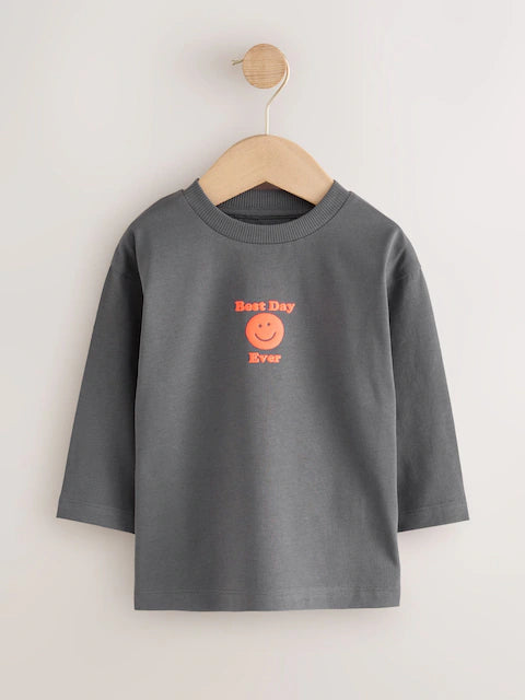 Multicolored Bright Funny Graphic Lettering - Long-Sleeved Shirts in a Pack of 5