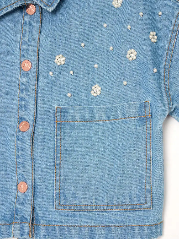 Angel & Rocket – Zeta – Boxy denim shirt with embellishments