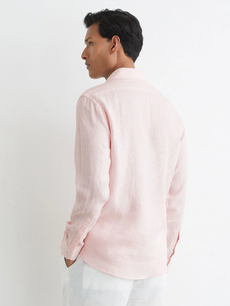 Rosérosa - Reiss Ruban linen shirt with cutaway collar and regular fit