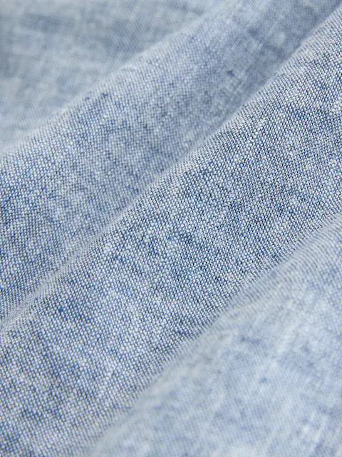Jeans blue - Short-sleeved linen blend shirt