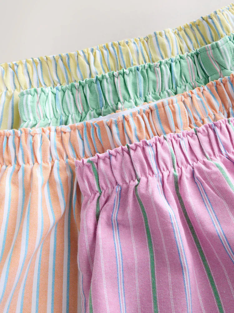 Orange/Blue Stripe - 4-Pack - Woven 100% Cotton Boxers