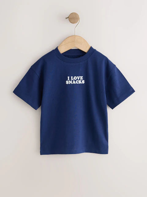 Blue/Anthracite/Green/Brown/Grey - Small short-sleeved graphic T-shirts in a pack of 5
