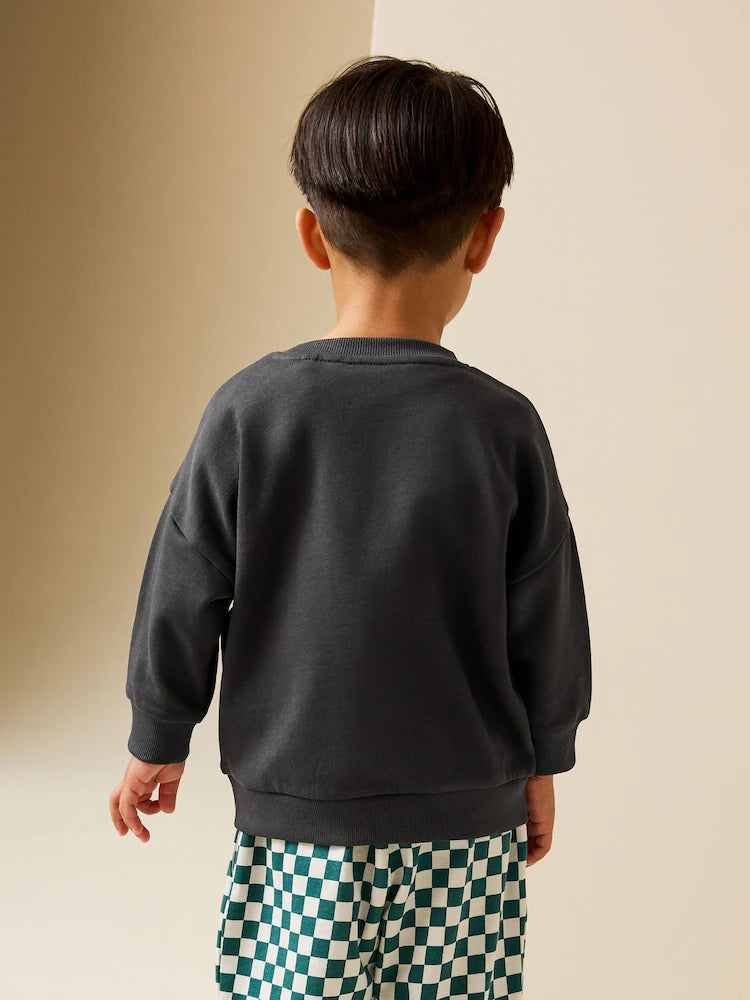 Anthracite grey - Sweatshirt with round neck (3 months–7 years)