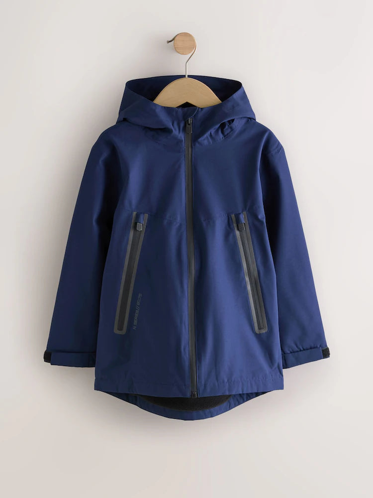 Navy blue/blue - Waterproof fleece jacket with hood and lining (3-17 years)