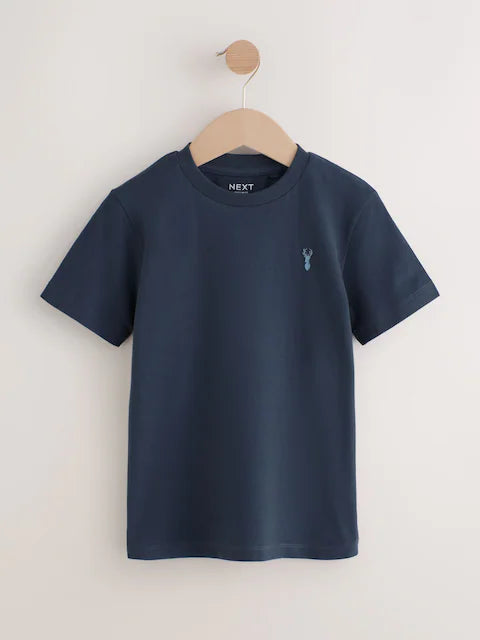 White/Blue/Green/Black/Purple - Small short-sleeved graphic T-shirts in a pack of 5