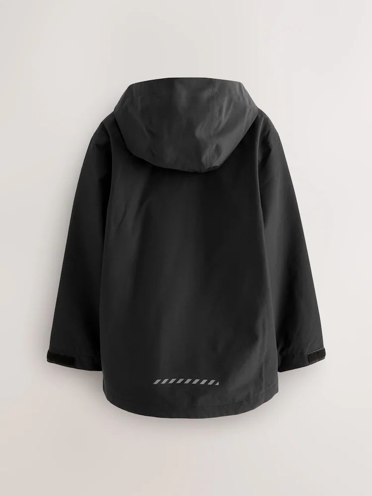Black - Waterproof fleece jacket with hood and lining (3-17 years)