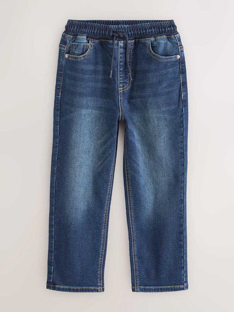 Indigo blue stretch jeans with elastic waistband (3-16 years)