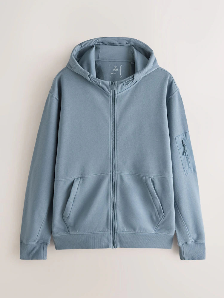 Blue - Zip-up jacket - utility hoodie