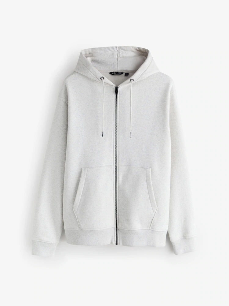 Heather grey hoodie with full-length zipper
