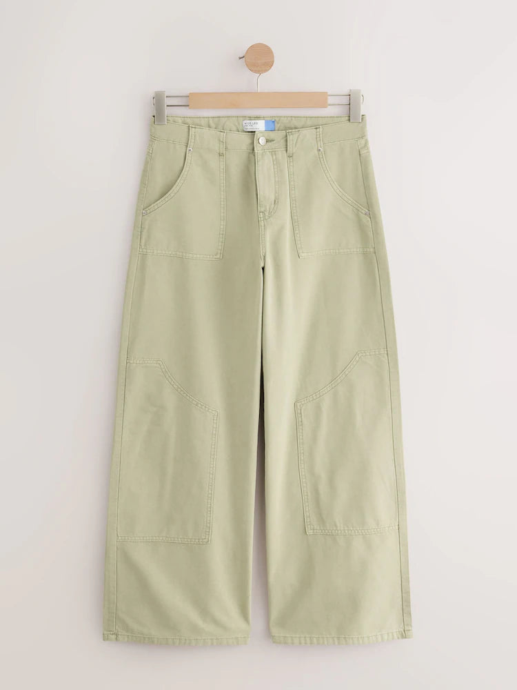 Khaki Green Lightweight Denim Utility Jeans