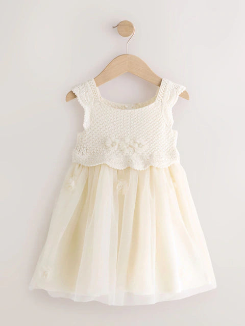 Ecru floral dress for special occasions