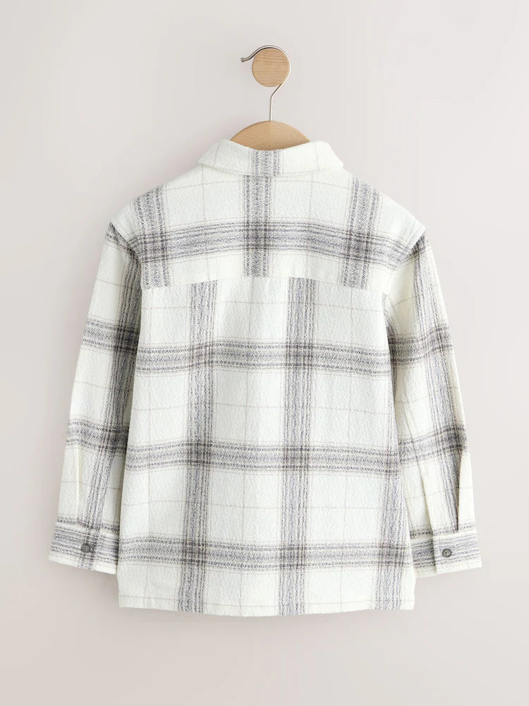 Grey/white - Checkered overshirt with zipper (3-16 years)