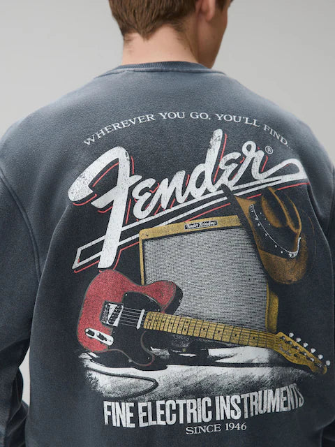 Slate grey - Fender sweatshirt with round neck and graphic