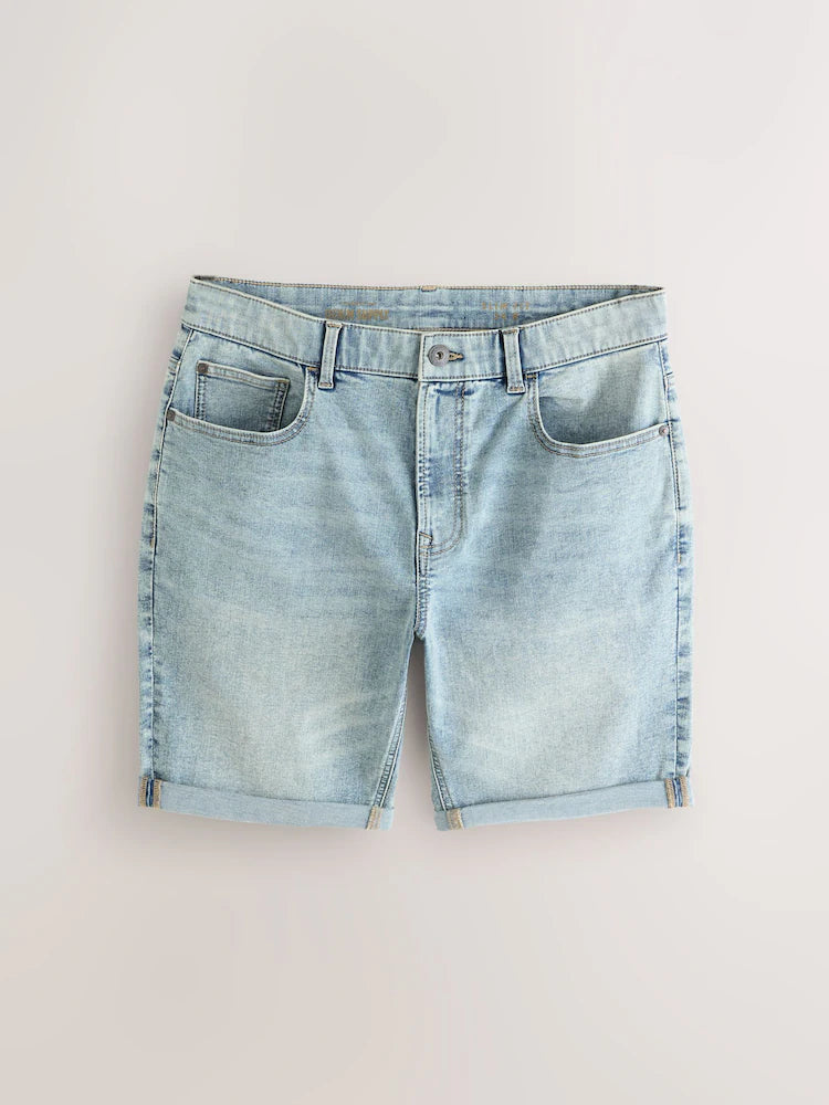 Blue vintage wash - Slim fit - Denim shorts with stretch