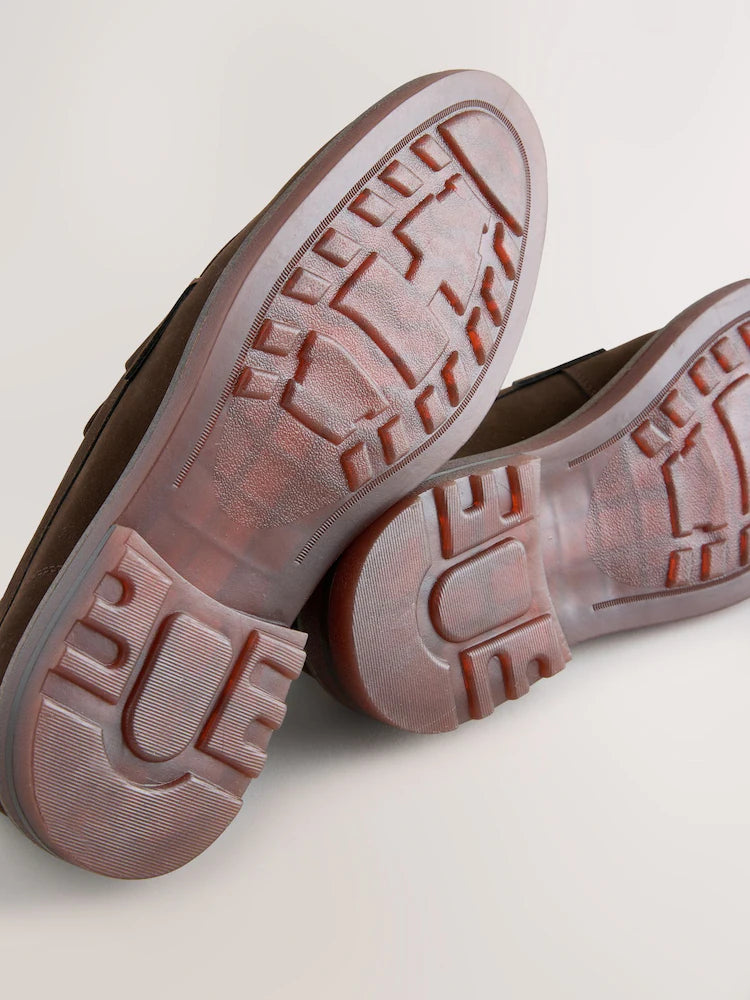 Brown Suedette Penny Loafers