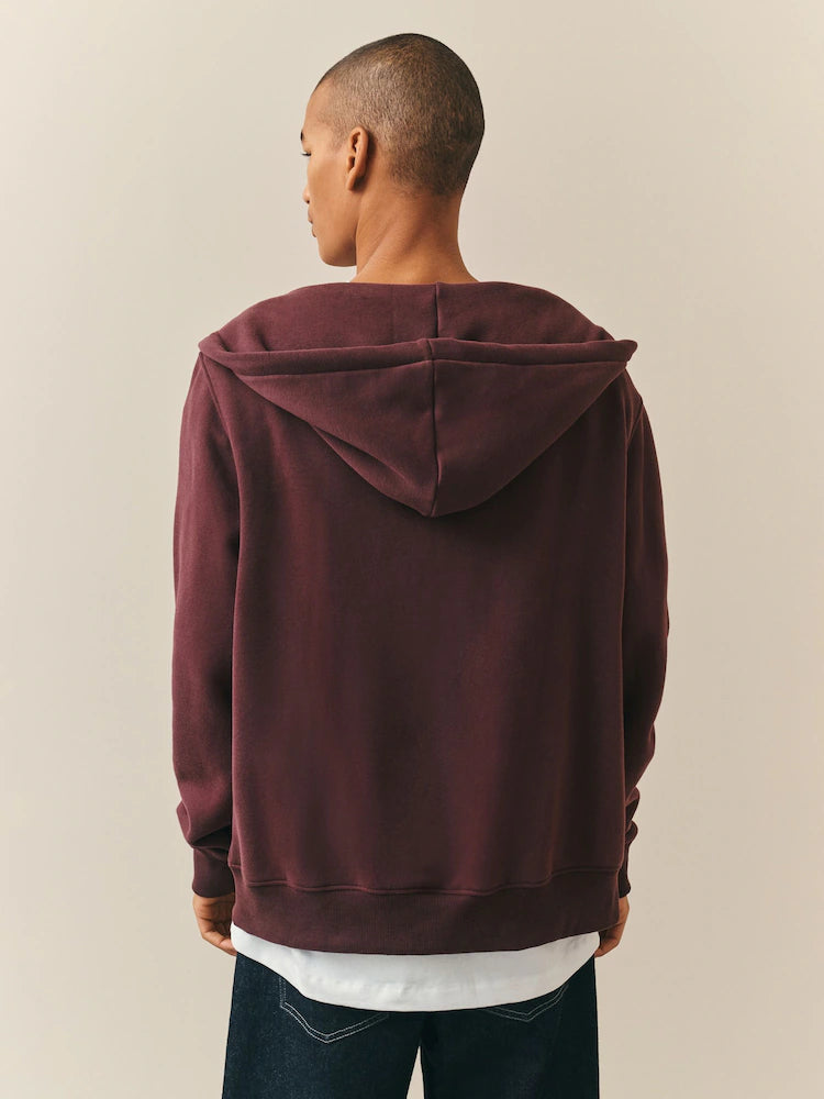Burgundy red - full-zip hoodie