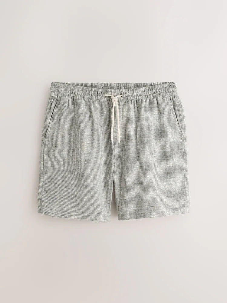 Grün - Shorts aus Leinen-Blend mit elastischem Taillenbund