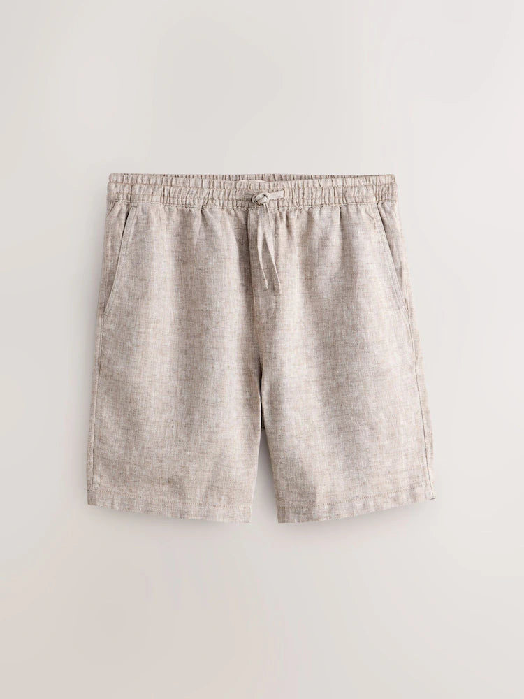 Neutral - Heavy linen shorts with drawstring
