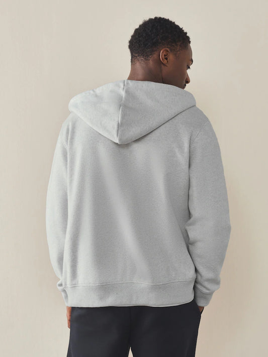 Heather grey - Lightweight jersey hoodie with a high cotton content and full-length zipper