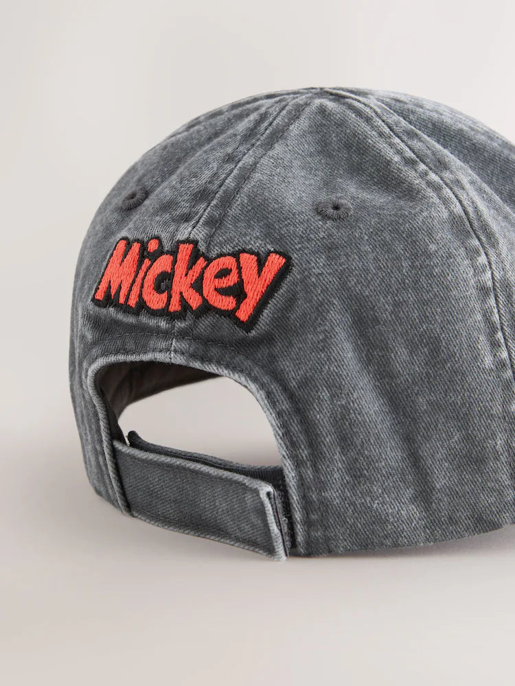 Washed Gray Denim - Mikey Mouse Baseball Cap