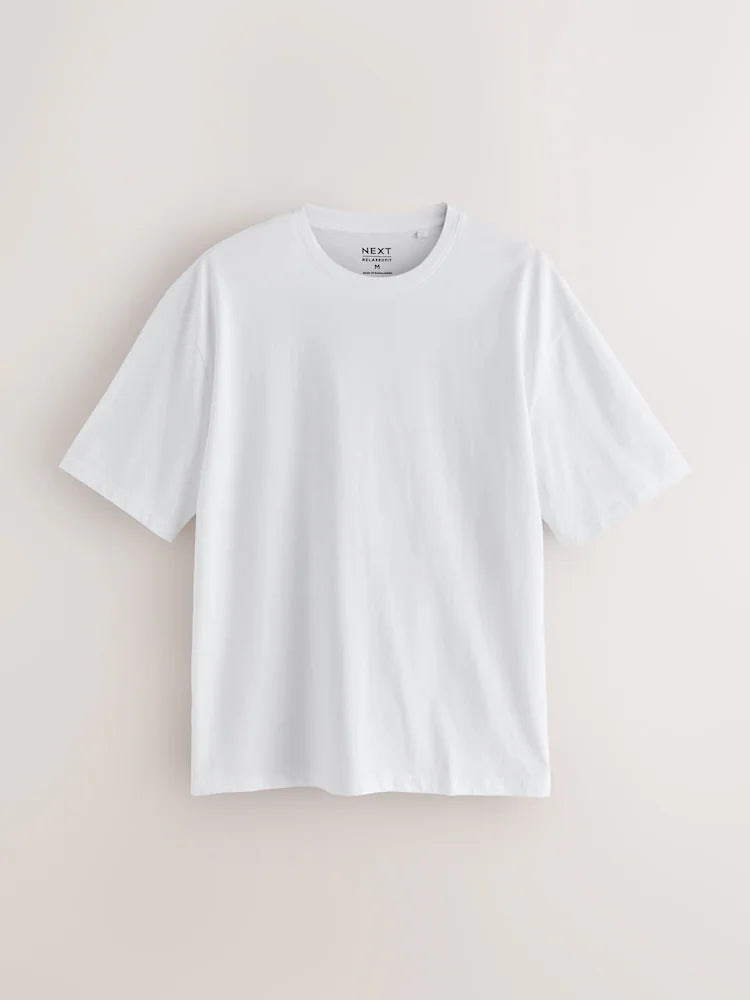 White/Orange/Blue/Pink/Green - Essential cotton T-shirts with a relaxed fit, 5-pack