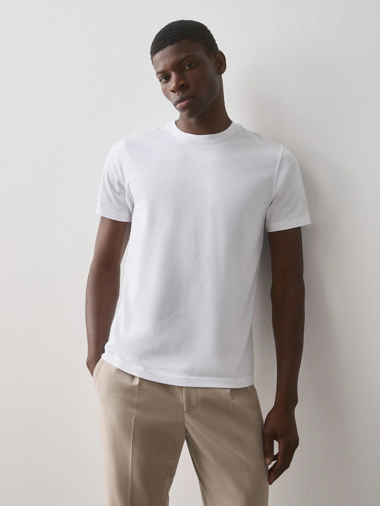 White - Slim Fit - Essential Cotton Crew Neck T-Shirt