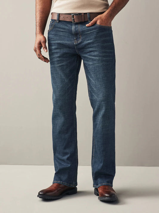 Blue washed - Flared - Authentic Jeans with belt