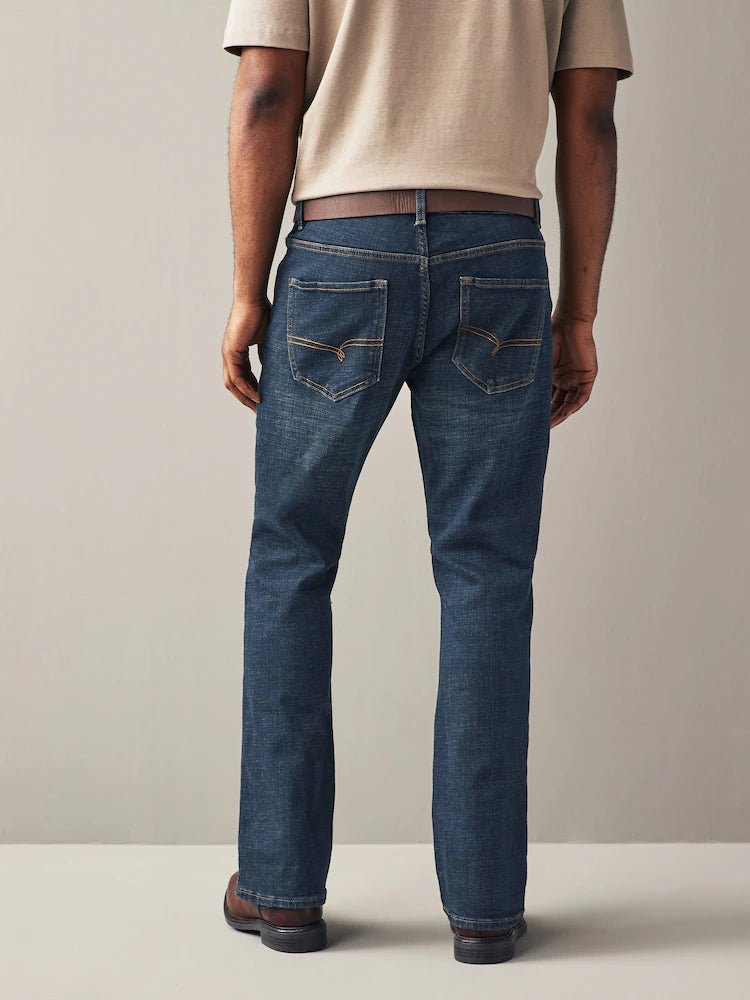 Blue washed - Flared - Authentic Jeans with belt