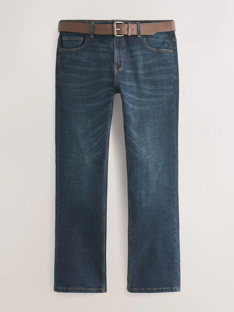 Blue washed - Flared - Authentic Jeans with belt