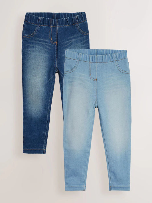 Medium blue/light blue/denim jeggings with elastic waistband